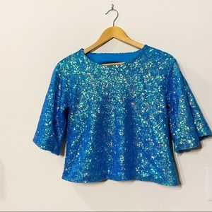 Lily White Blue Sequin Blouse